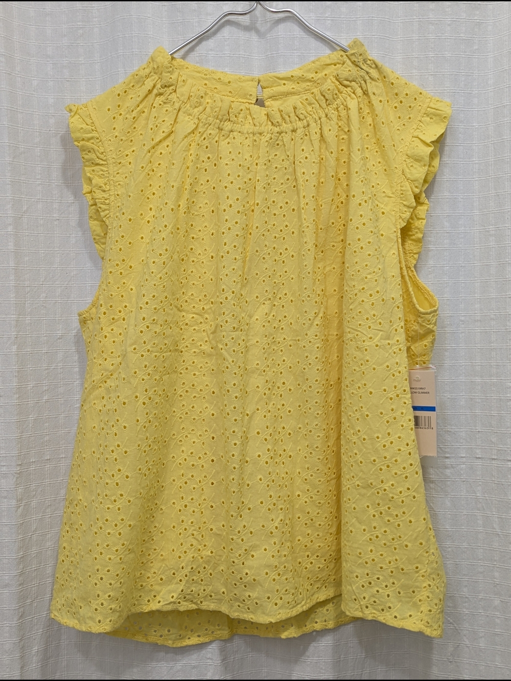 NWT Nanette Lepore Yellow Eyelet Ruffle Sleeve Blouse Women's Top XL